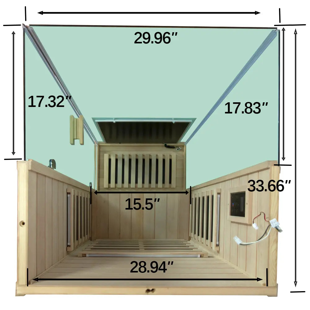 WizziSauna-Mini 1 Person Infrared Sauna 3 Sides Large Glass Panels-(Hemlock) - Left Door