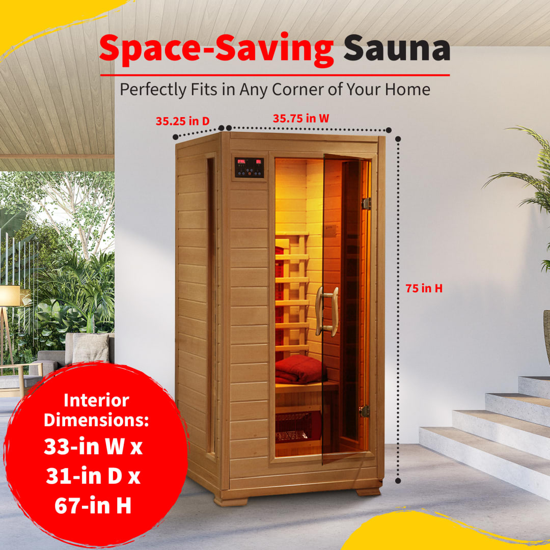 Buena Vista 1-2 Person Hemlock Infrared Sauna with 3 Ceramic Heaters