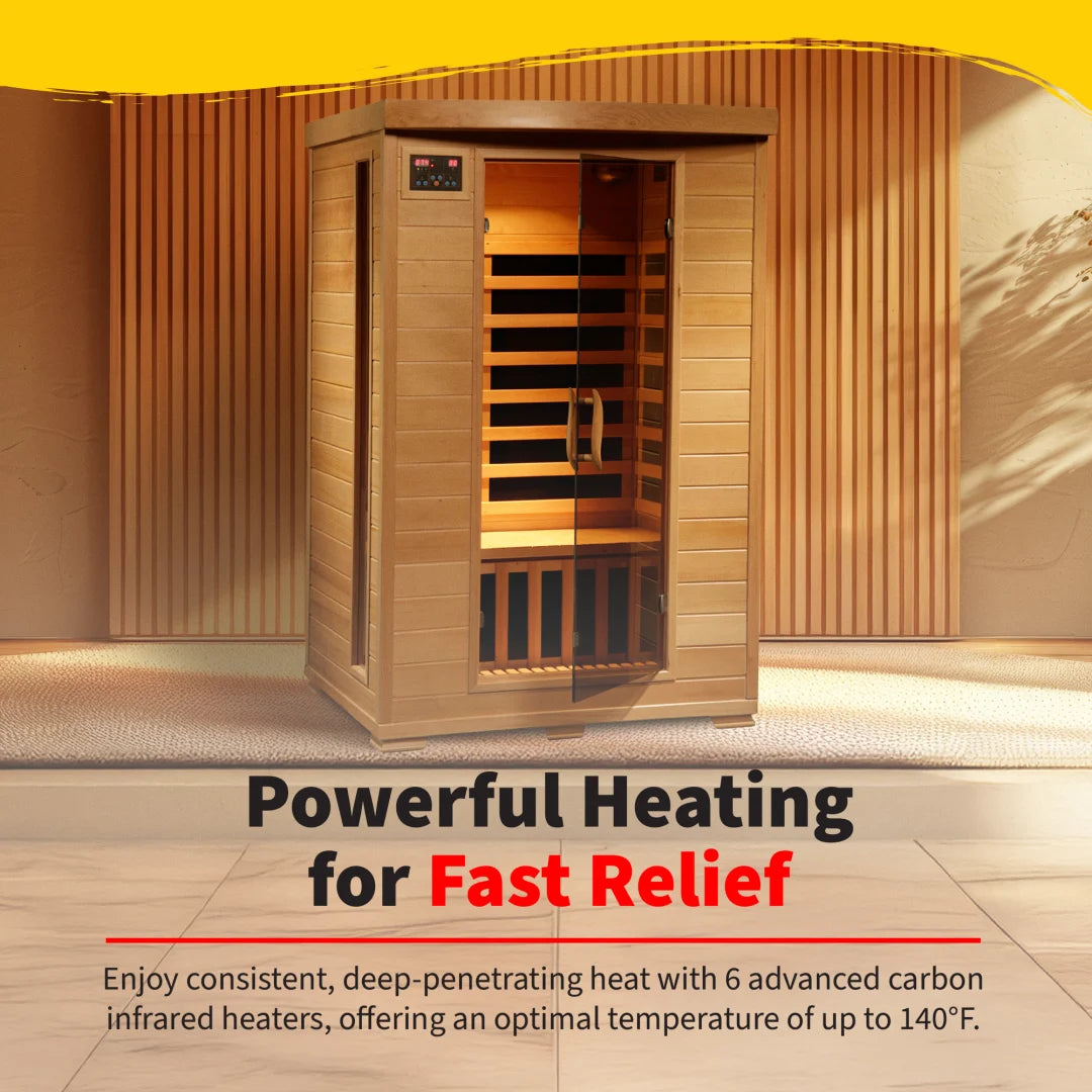Coronado 2-Person Hemlock Deluxe Infrared Sauna with 6 Carbon Heaters