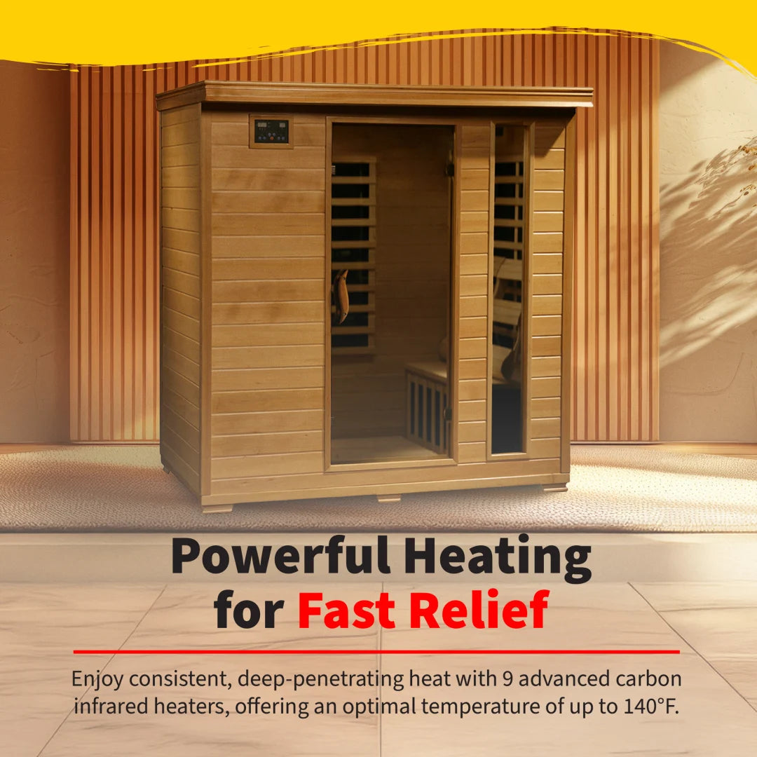 Monticello 4-Person Hemlock Infrared Sauna with 9 Carbon Heaters