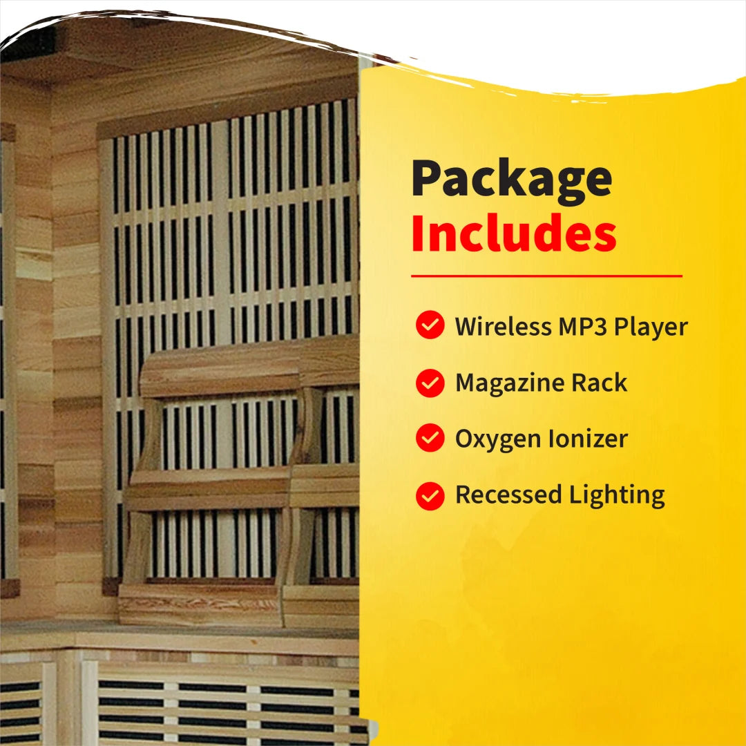 Whistler 4-Person Cedar Corner Infrared Sauna with 10 Carbon Heaters
