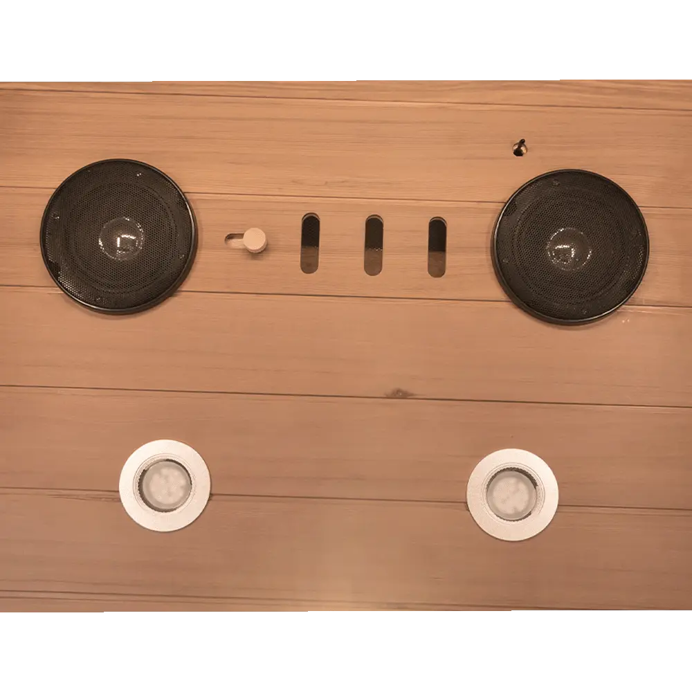 WizziSauna-Mini 1 Person Infrared Sauna 3 Sides Large Glass Panels-(Hemlock) - Left Door