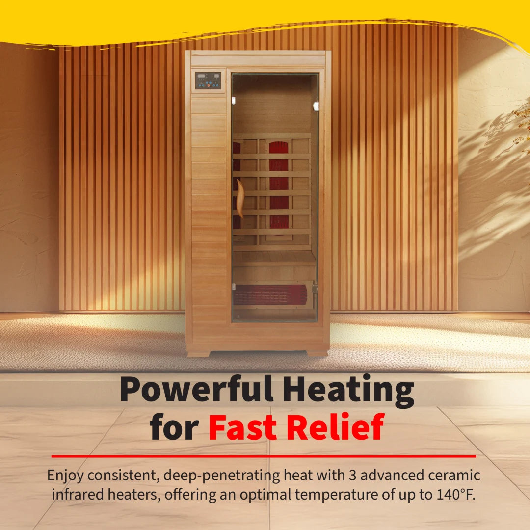 Buena Vista 1-2 Person Hemlock Infrared Sauna with 3 Ceramic Heaters
