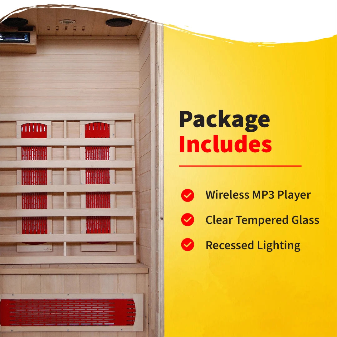 Buena Vista 1-2 Person Hemlock Infrared Sauna with 3 Ceramic Heaters