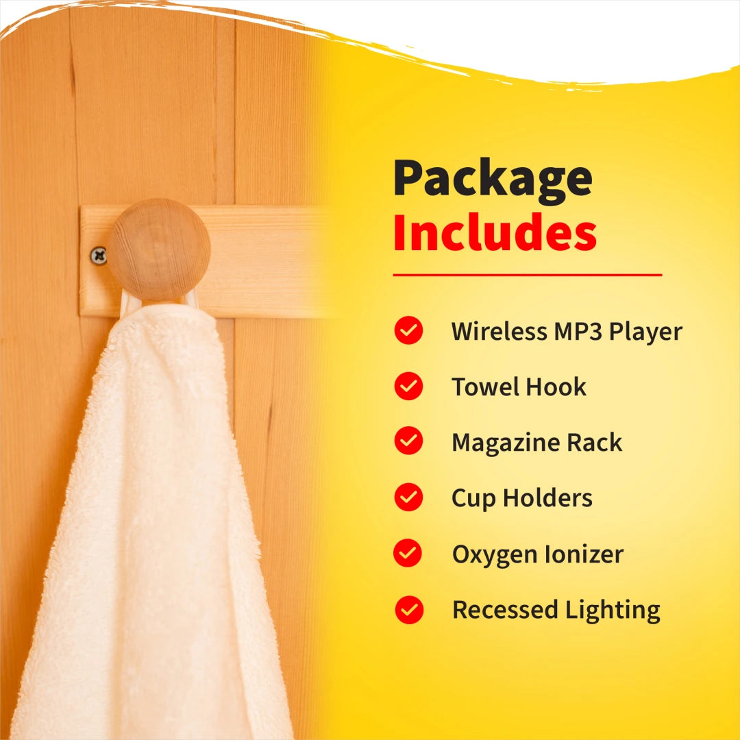 Coronado 2-Person Hemlock Infrared Sauna with 5 Ceramic Heaters