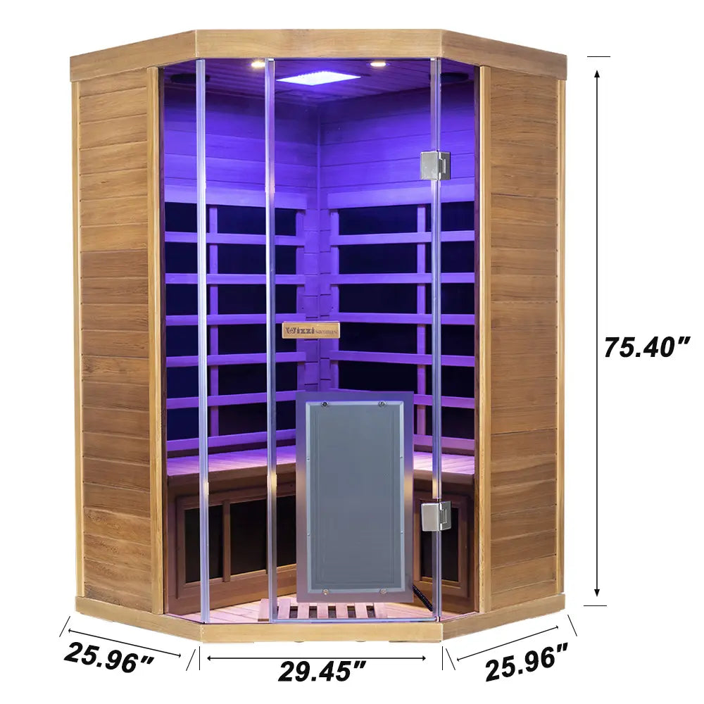 WizziSauna-2 Person Far Infrared Sauna-Red Cedar (Corner)